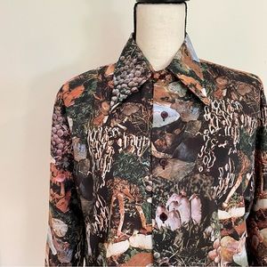 Vintage 70s Deadstock Mushroom Photo Print Buttondown Shirt
